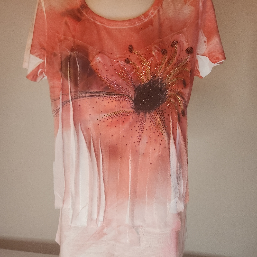 Chico's Beaded Flower T Shirt - Size 00